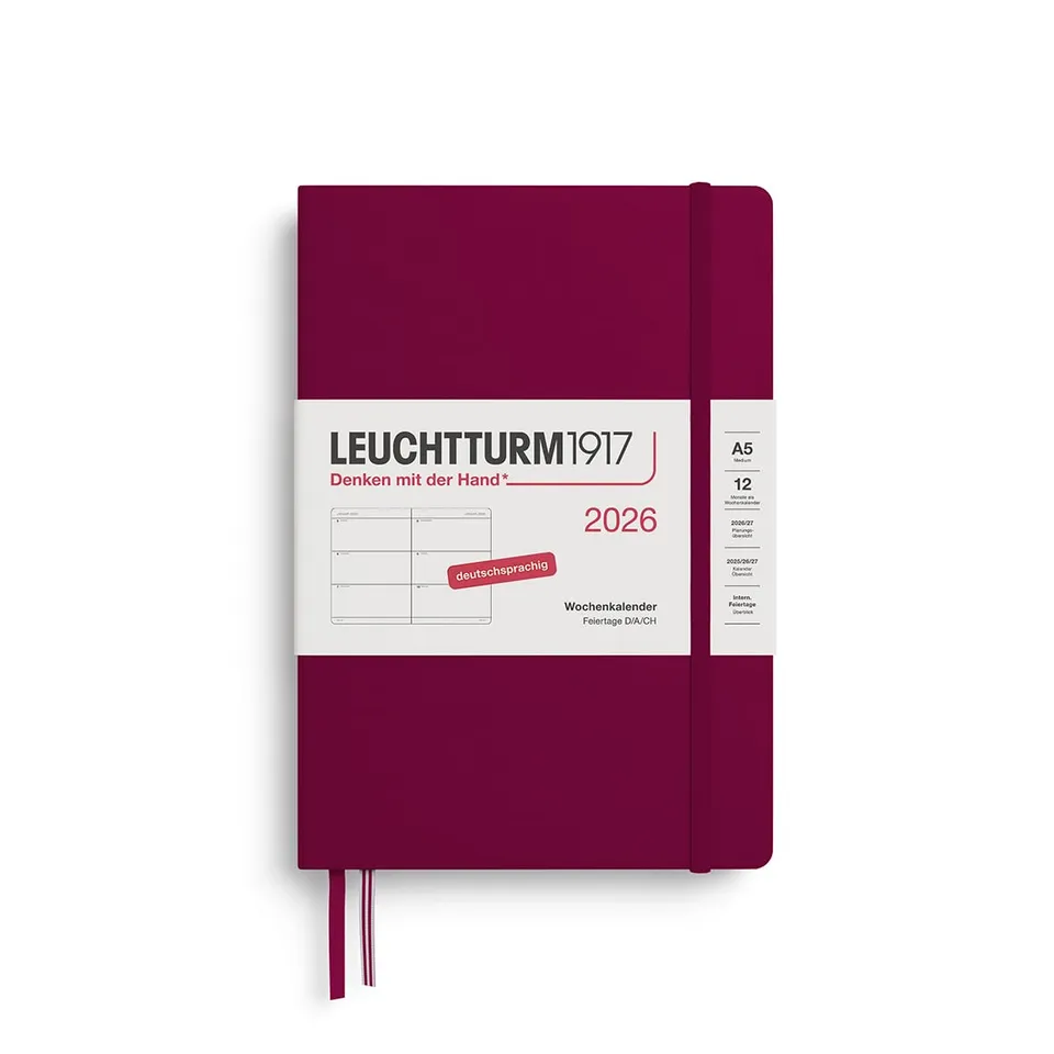 leuchtturm1917-wochenkalender-medium-a5-2026-port-red-deutsch image 1