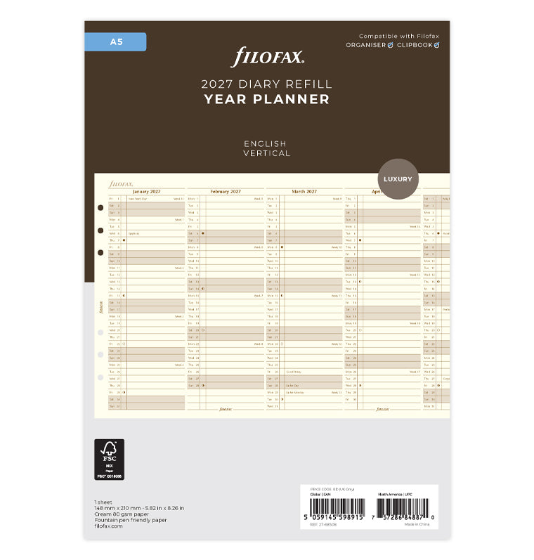 filofax-jahresplaner-englisch-a5-2027-cotton-cream-leporello image 1