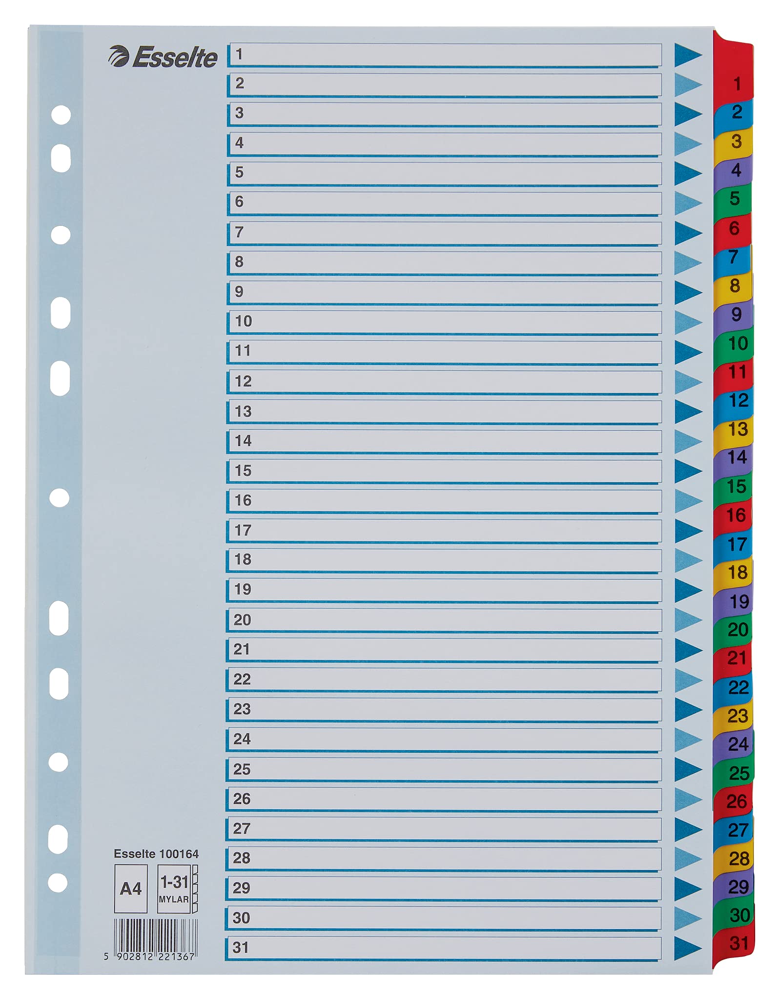 esselte-register-a4-1-31-mit-deckblatt-blau-karton-100164 image 1