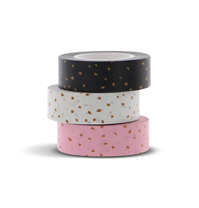 filofax-confetti-washi-tape-set-3er-set-charcoal-pink-white image 1