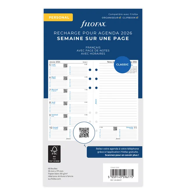 filofax-personal-kalendereinlage-2026-1-woche-1-seite-notizen-franz-sisch image 1