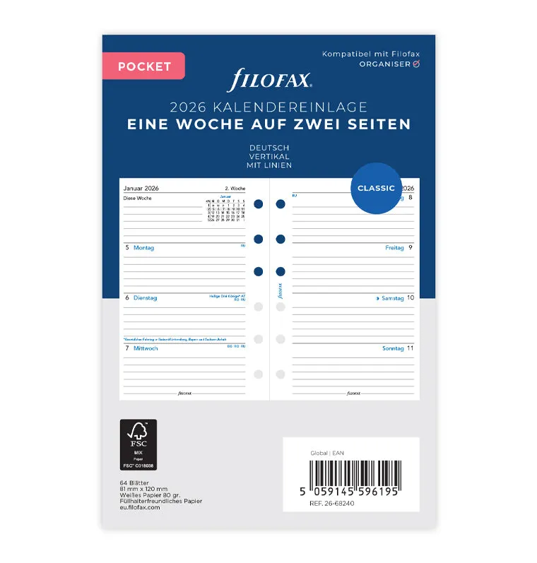 filofax-kalendereinlage-2026-pocket-deutsch-1-woche-2-seiten image 1