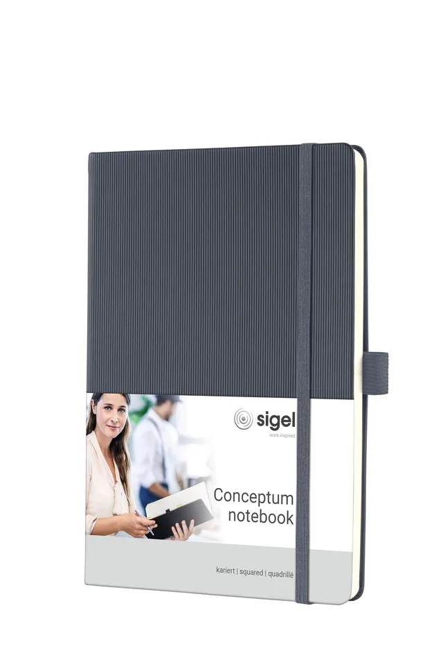 sigel-conceptum-premium-notizbuch-a5-kariert-grau-hardcover image 1