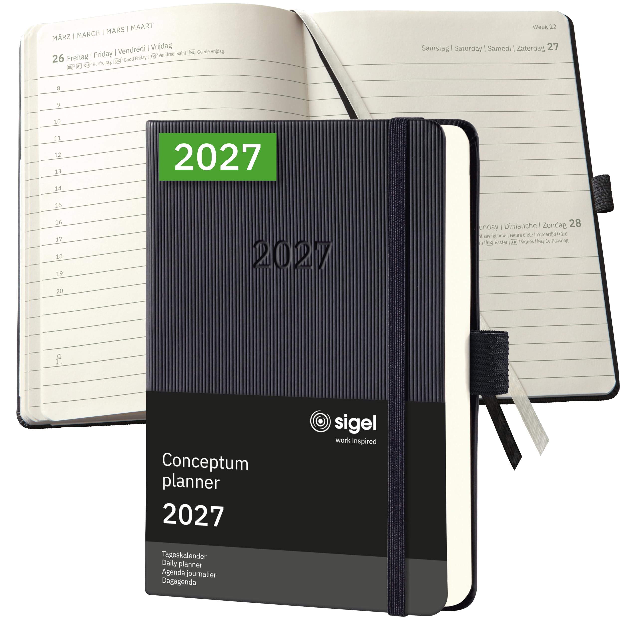 sigel-conceptum-tageskalender-2027-a6-hardcover-schwarz image 1
