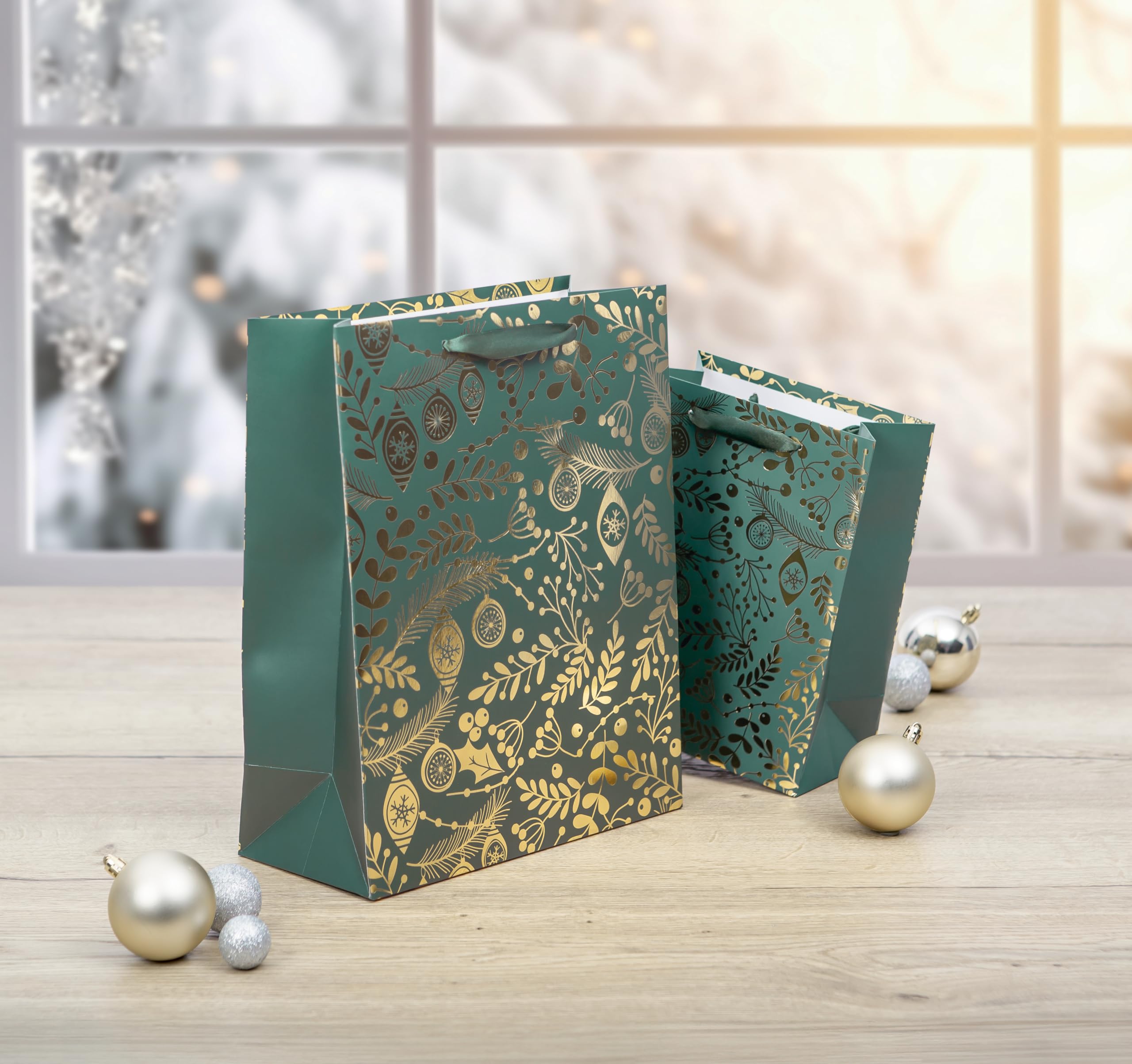 sigel-jolie-premium-geschenkt-ten-goldene-ornamente-gr-n-gro-33x26-cm-5er-set image 3