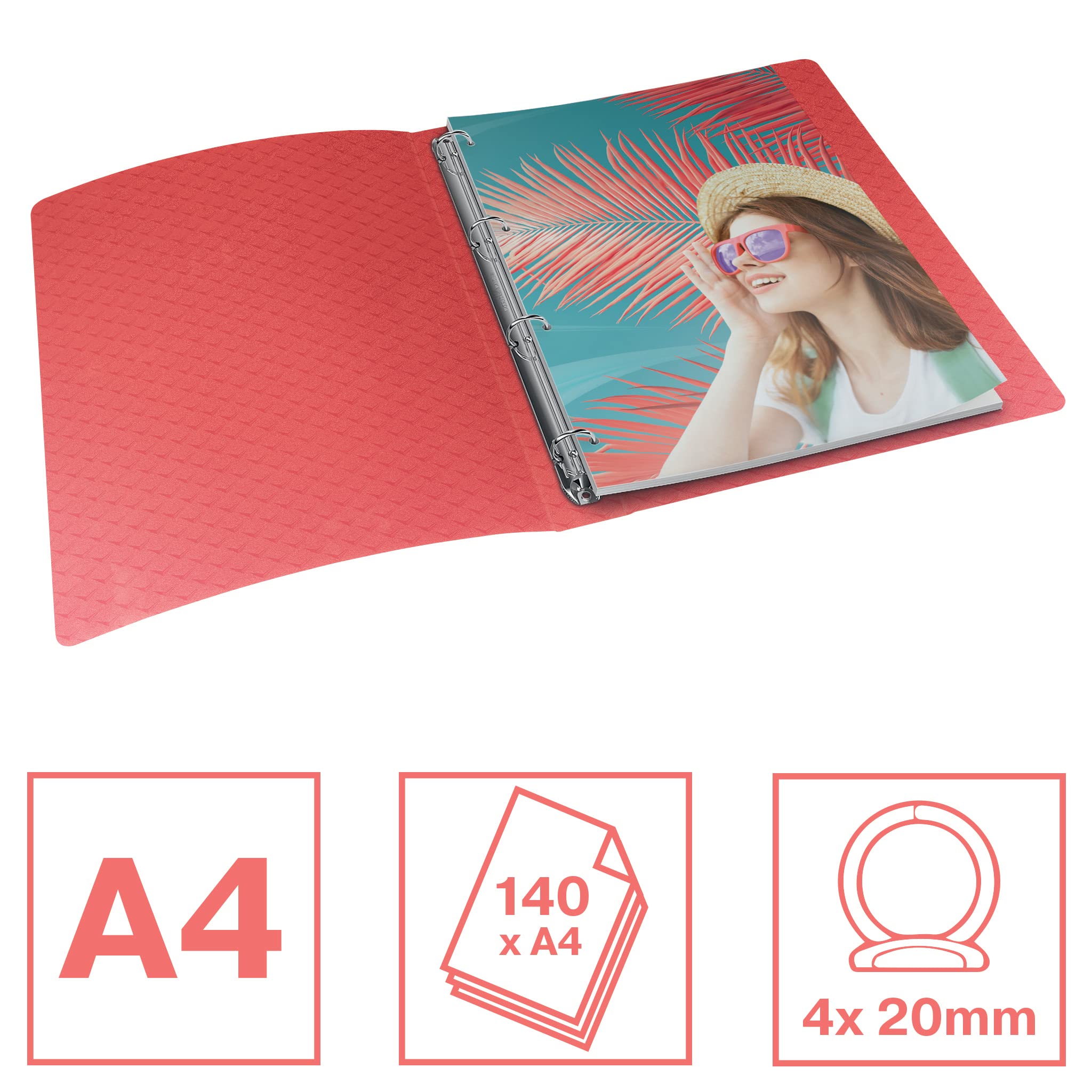 esselte-colour-breeze-ringordner-a4-mit-4-ringen-25-mm-koralle-628437 image 2