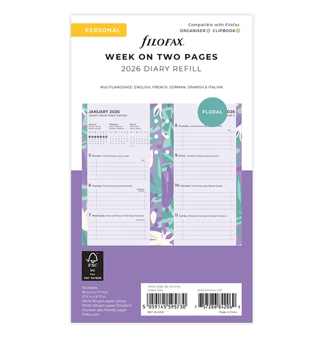 filofax-1-woche-2-seiten-illustrated-diary-pack-personal-2026-kalender-set image 1