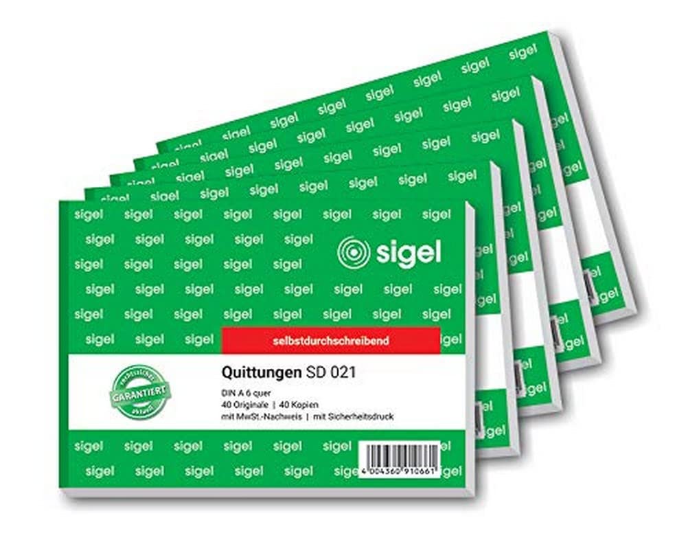 sigel-quittungsblock-a6-quer-selbstdurchschreibend-2x40-blatt-5er-pack image 1