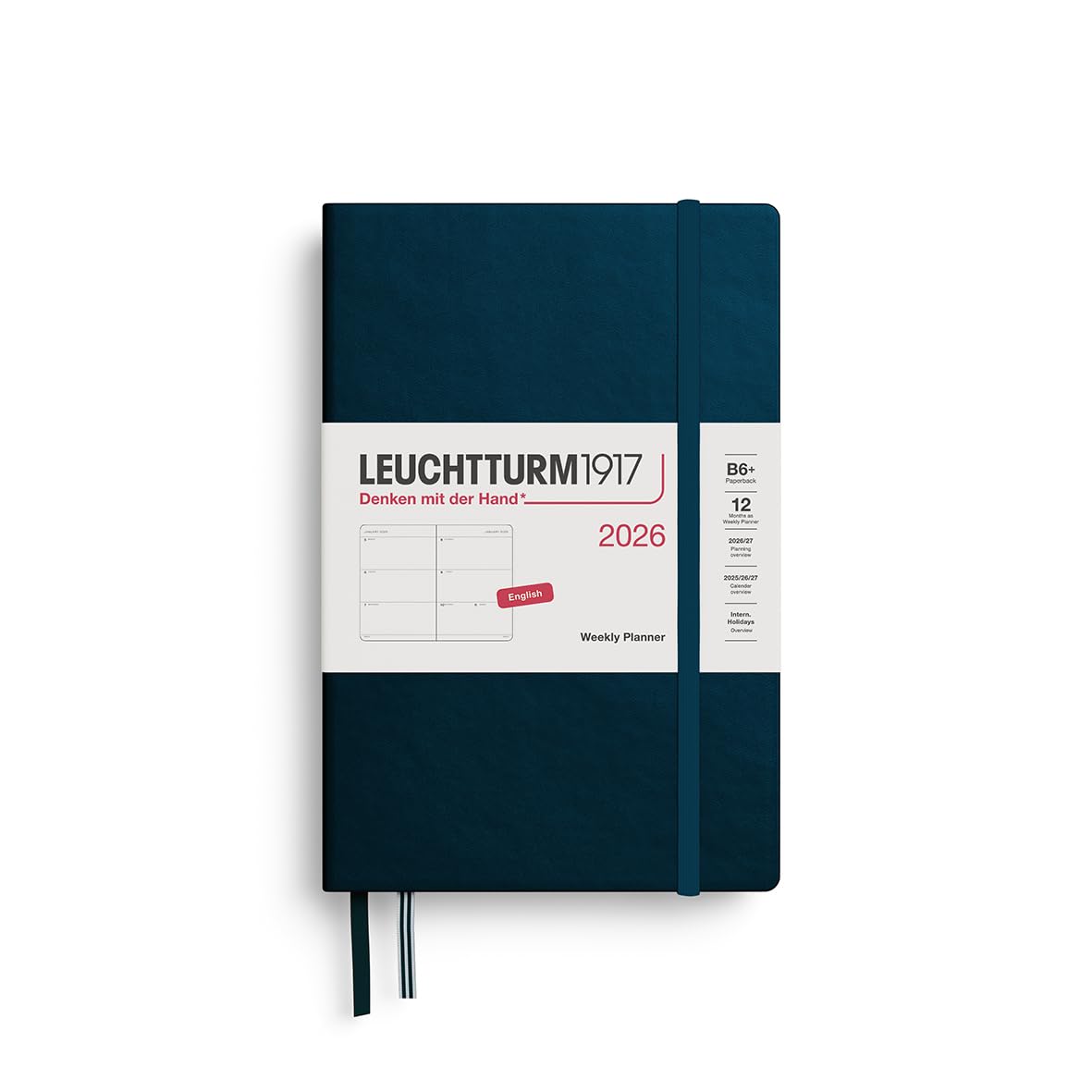 leuchtturm1917-wochenkalender-2026-paperback-b6-hardcover-deep-sea-englisch image 1