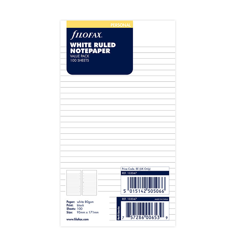 filofax-notizpapier-wei-liniert-vorteilspack-personal-100-blatt image 1