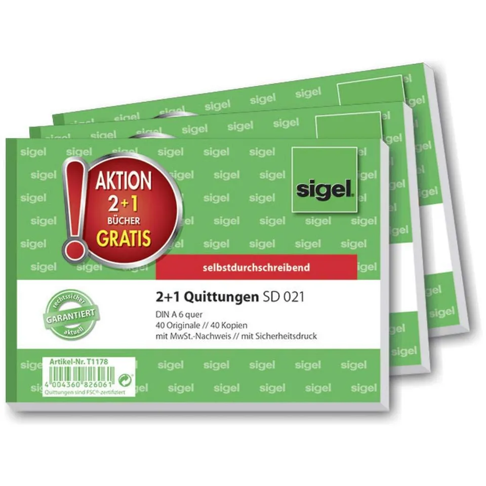 sigel-quittungsblock-a6-quer-2x40-blatt-selbstdurchschreibend-3er-pack image 1
