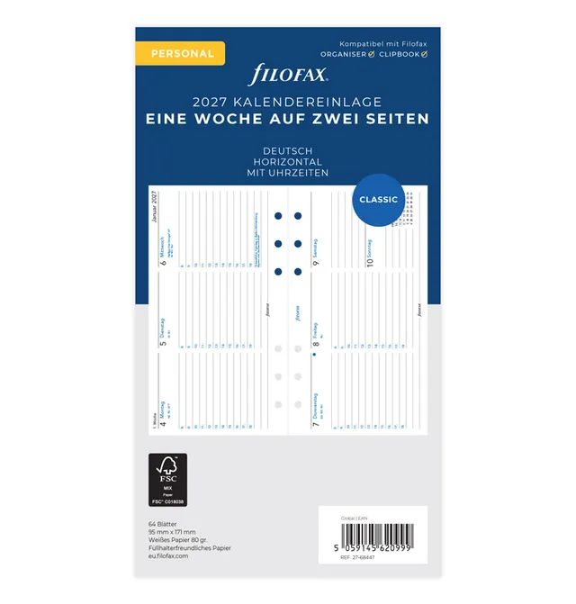 filofax-kalendereinlage-personal-2027-1-woche-2-seiten-deutsch-horizontal image 1