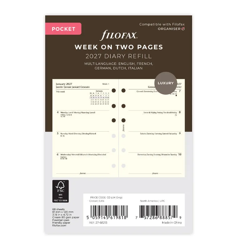 filofax-kalendereinlage-pocket-2027-1-woche-2-seiten-multilingual image 1
