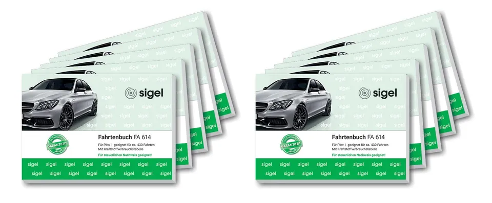 sigel-fa614-10-fahrtenbuch-f-r-pkw-a6-quer-10er-pack-80-seiten-vom-finanzamt-ane image 1