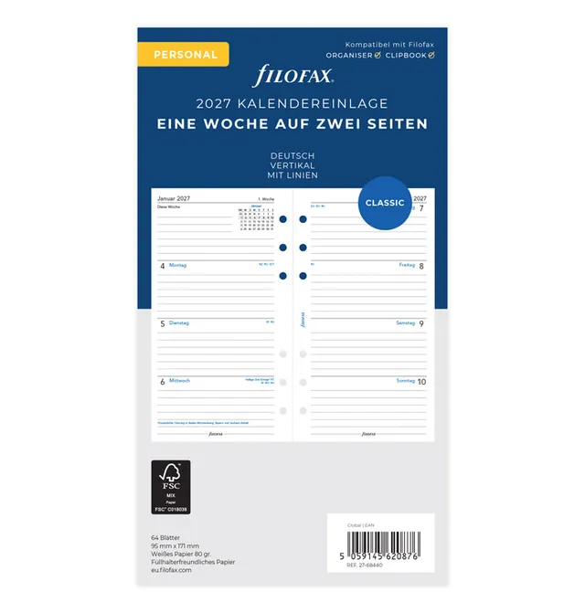 filofax-kalendereinlage-personal-2027-1-woche-2-seiten-deutsch image 1