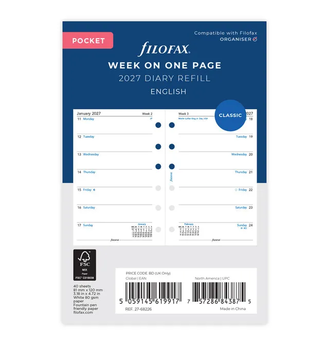 filofax-kalendereinlage-pocket-2027-1-woche-1-seite-englisch image 1