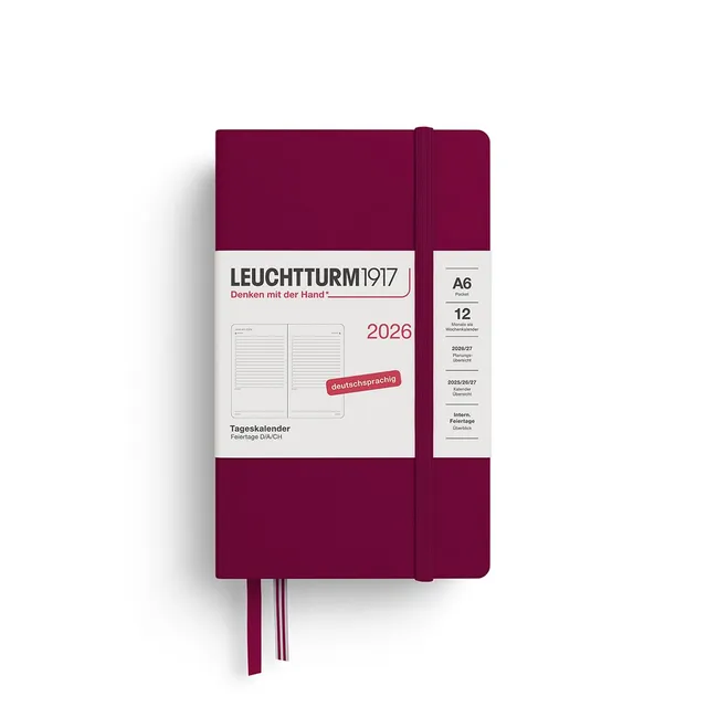 leuchtturm1917-tageskalender-pocket-a6-2026-port-red-deutsch image 1