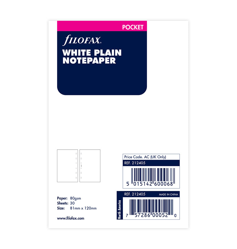 filofax-pocket-notizpapier-wei-blanko-organiser-einlage-30-blatt image 1