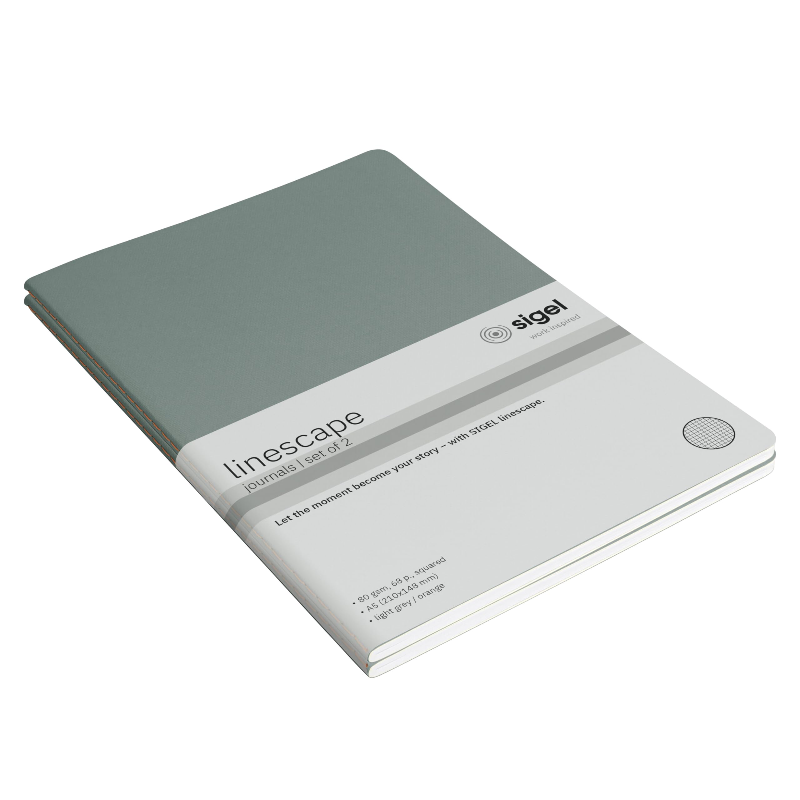 sigel-notizhefte-a5-kariert-softcover-light-grey-orange-2er-pack-68-seiten image 8