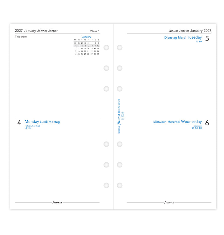 filofax-personal-kalendereinlage-2027-2-tage-1-seite-multilingual image 4
