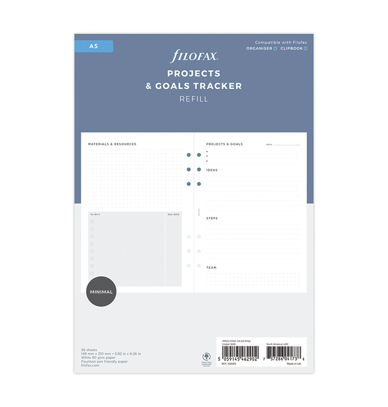 filofax-projects-goals-tracker-a5-ziele-aufgaben-einlagen-56-blatt image 1