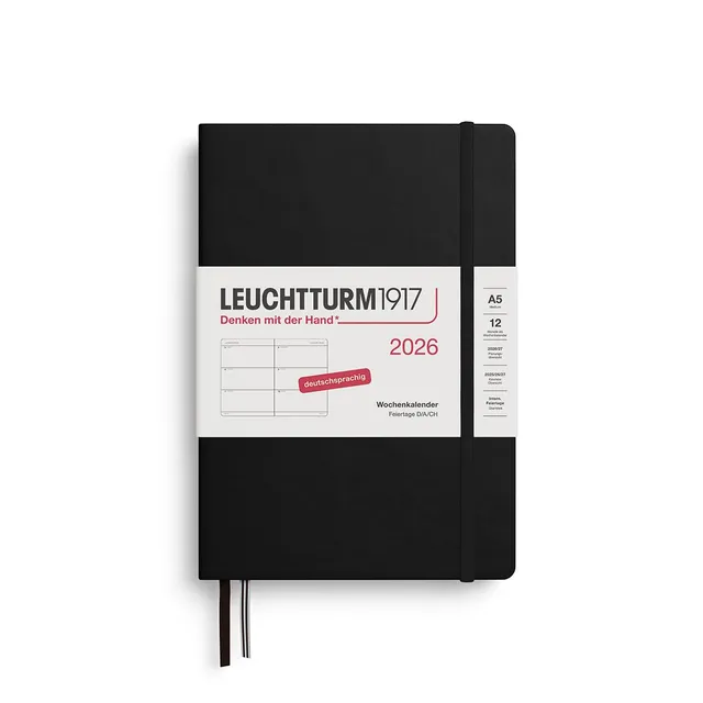 leuchtturm1917-wochenkalender-medium-a5-2026-schwarz-deutsch image 1