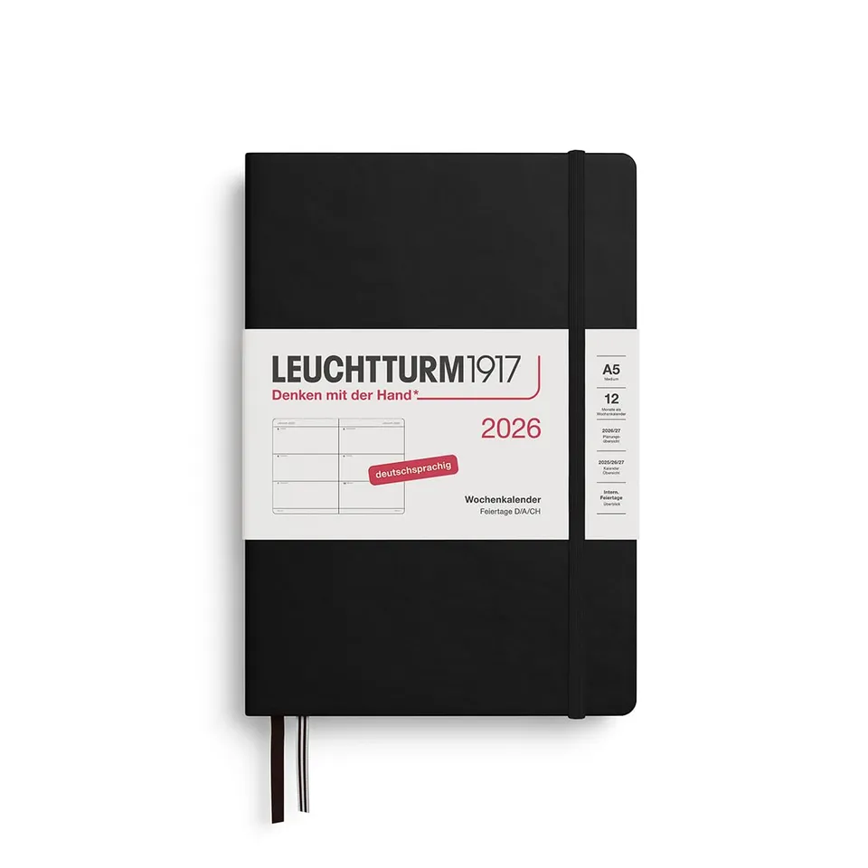 leuchtturm1917-wochenkalender-medium-a5-2026-schwarz-deutsch image 1