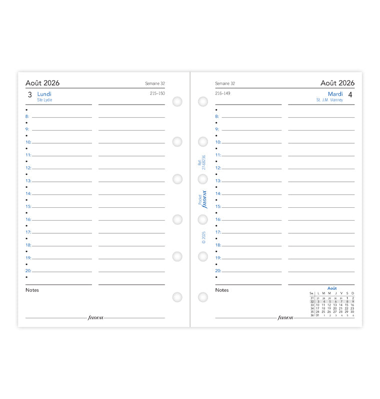 filofax-kalendereinlage-1-tag-1-seite-franz-sisch-akademisch-pocket-2026-2027 image 4