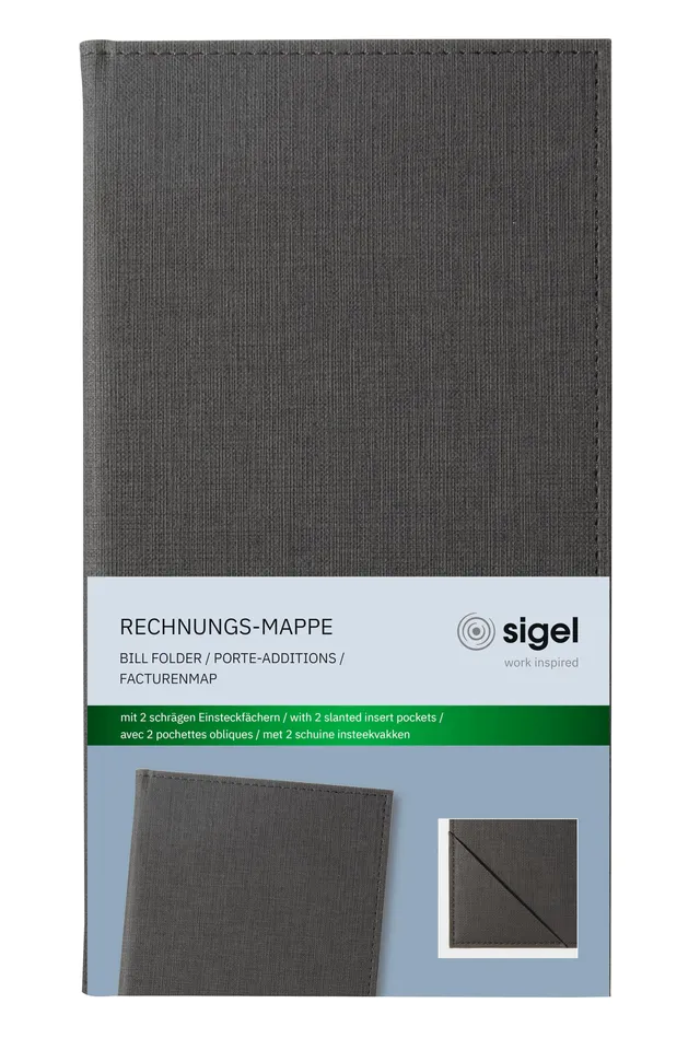 sigel-rechnungsmappe-13-x-23-cm-anthrazit-leinenstruktur-pu image 1