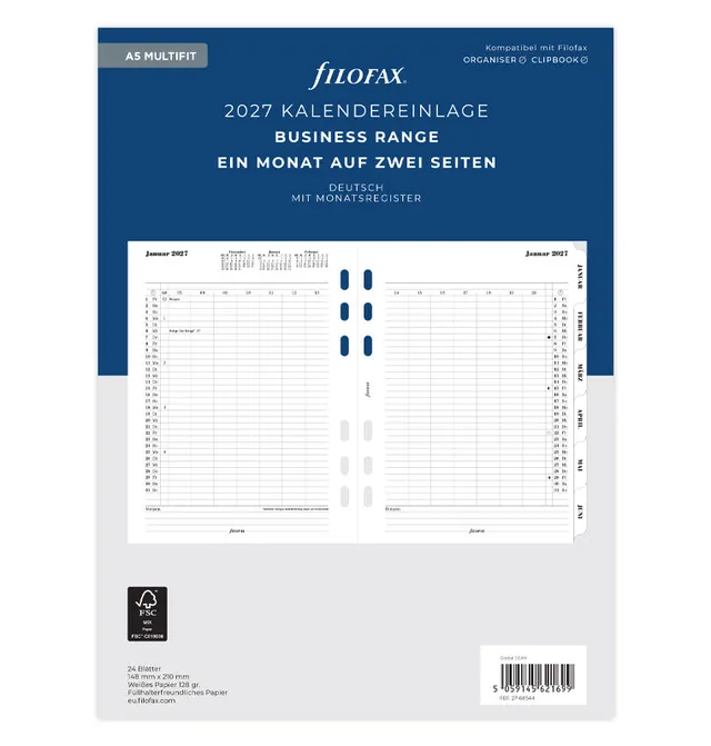 filofax-kalendereinlage-1-monat-2-seiten-deutsch-a5-2027 image 1