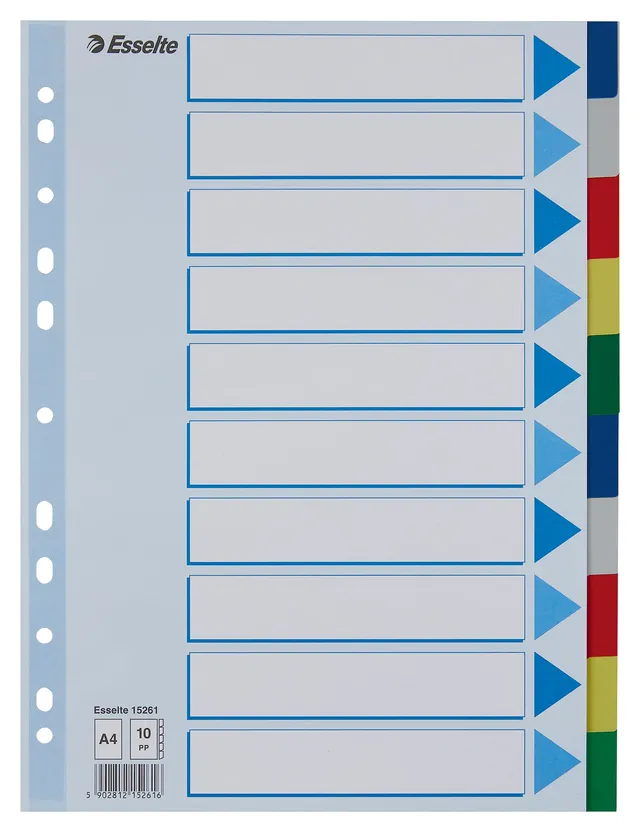 esselte-register-a4-10-teilig-mehrfarbig-trennbl-tter-aus-kunststoff image 1