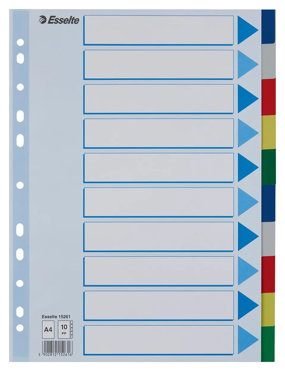 esselte-register-a4-10-teilig-mehrfarbig-trennbl-tter-aus-kunststoff image 1