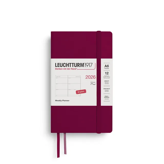 leuchtturm1917-wochenkalender-pocket-a6-2026-softcover-port-red-englisch image 1