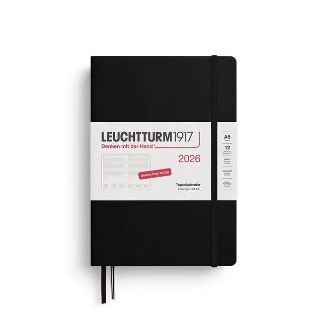 leuchtturm1917-tageskalender-medium-a5-2026-schwarz-deutsch image 1
