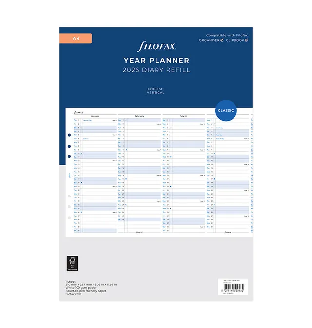 filofax-jahresplaner-2026-englisch-a4-leporello-zum-ausklappen image 1