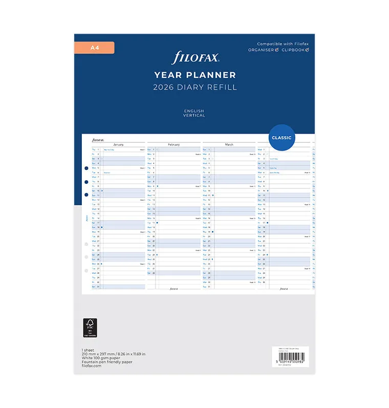filofax-jahresplaner-2026-englisch-a4-leporello-zum-ausklappen image 1
