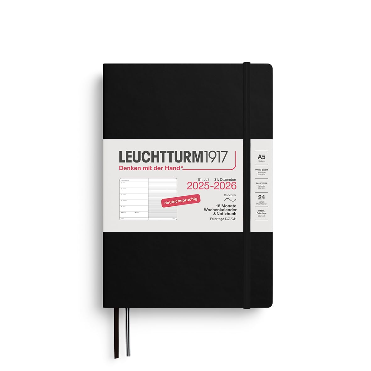 leuchtturm1917-wochenkalender-notizbuch-a5-2026-softcover-schwarz-18-monate image 1