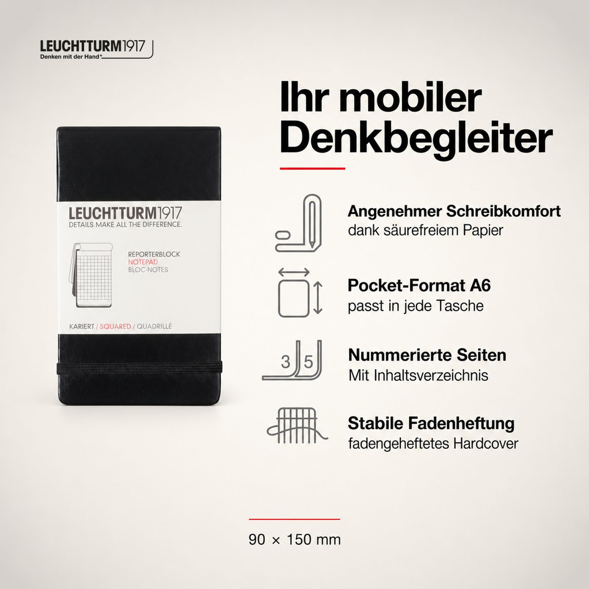 leuchtturm1917-333843-reporterblock-pocket-a6-hardcover-kariert-schwarz image 2