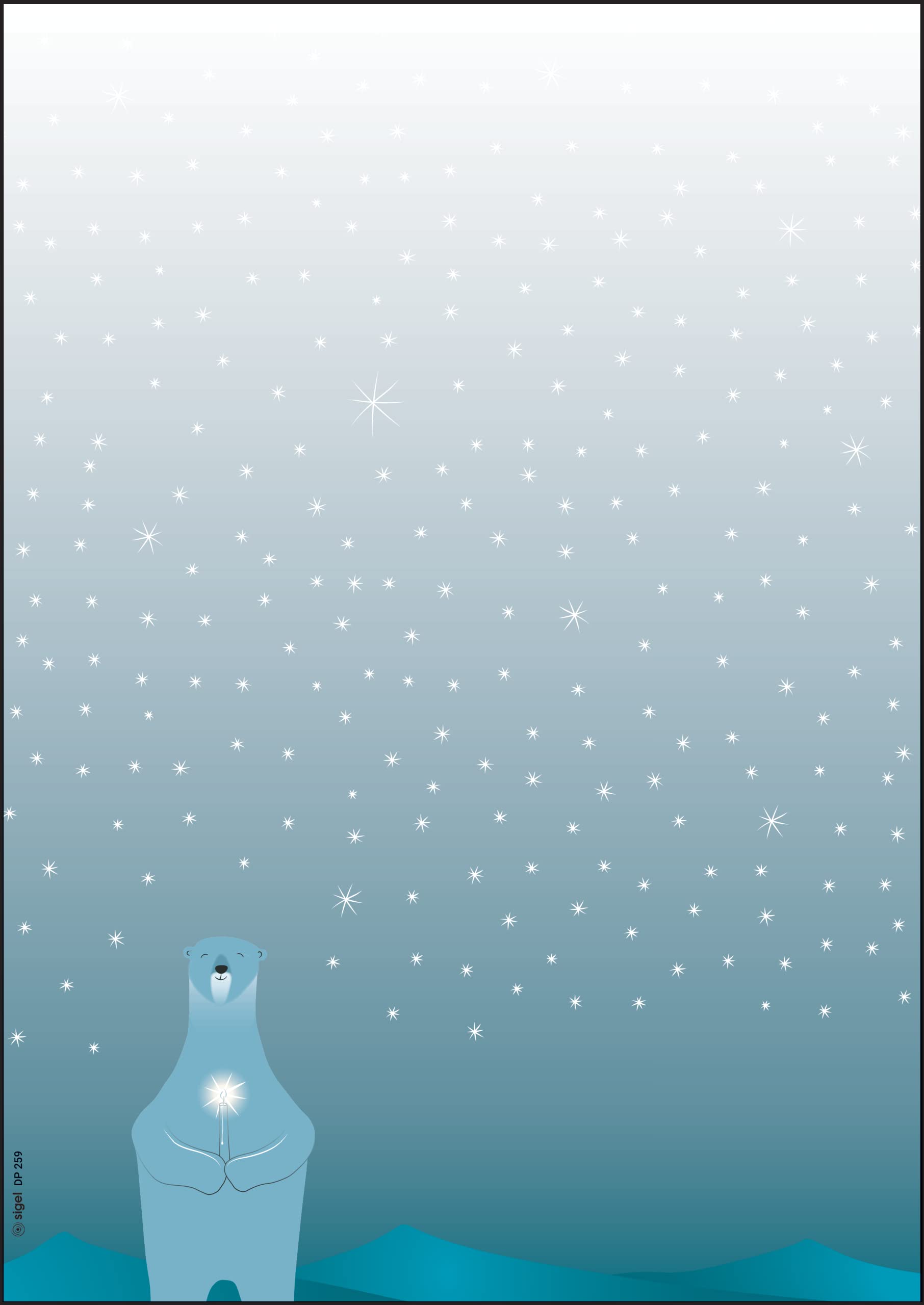 sigel-weihnachtsbriefpapier-eisb-r-mit-kerze-a4-25-blatt-90-g-m image 1