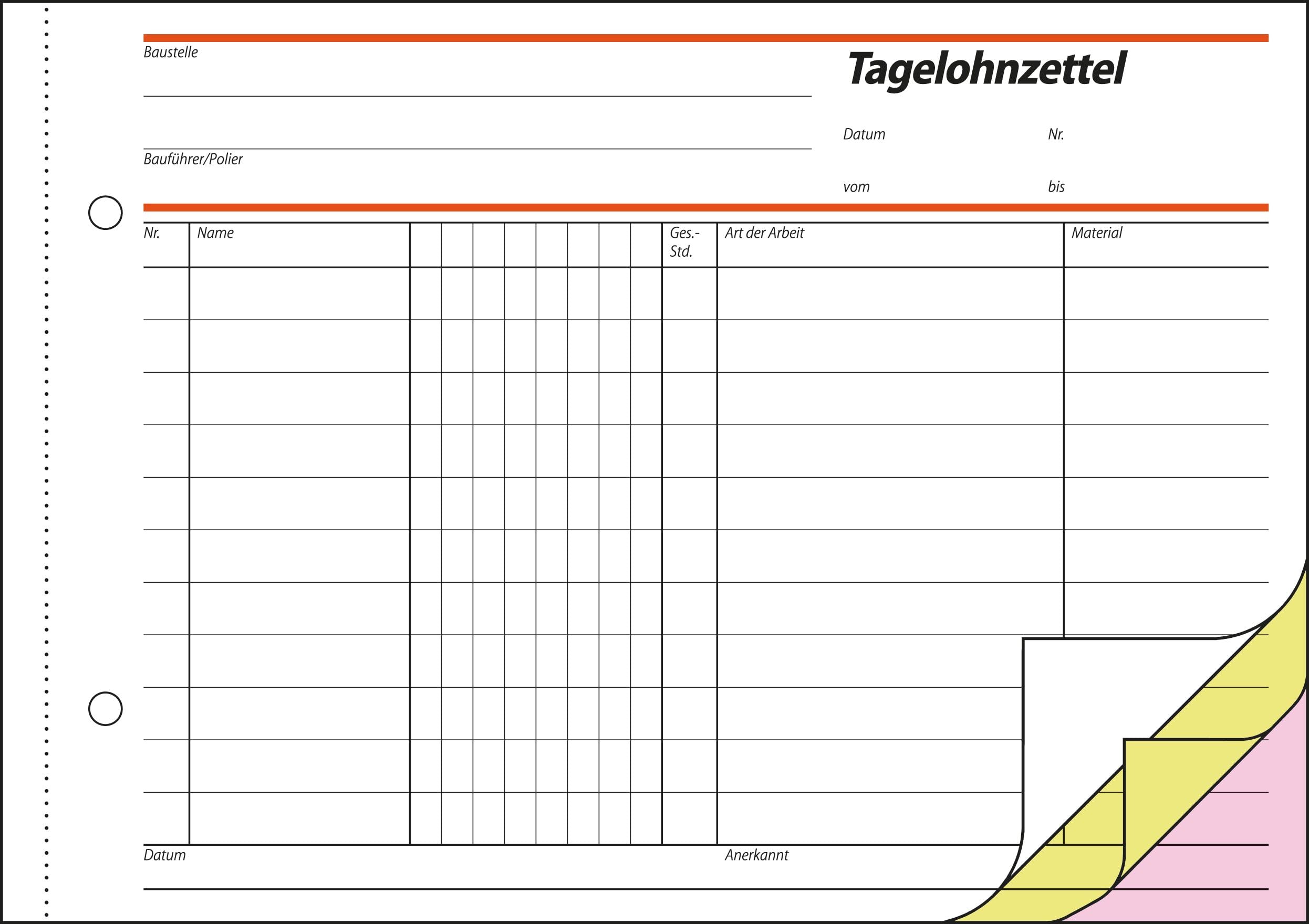 sigel-tagelohnbuch-a5-quer-3x40-blatt-selbstdurchschreibend image 2