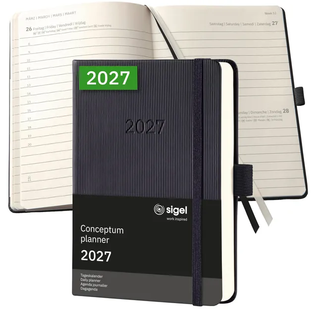 sigel-conceptum-tageskalender-2027-a6-hardcover-schwarz image 1