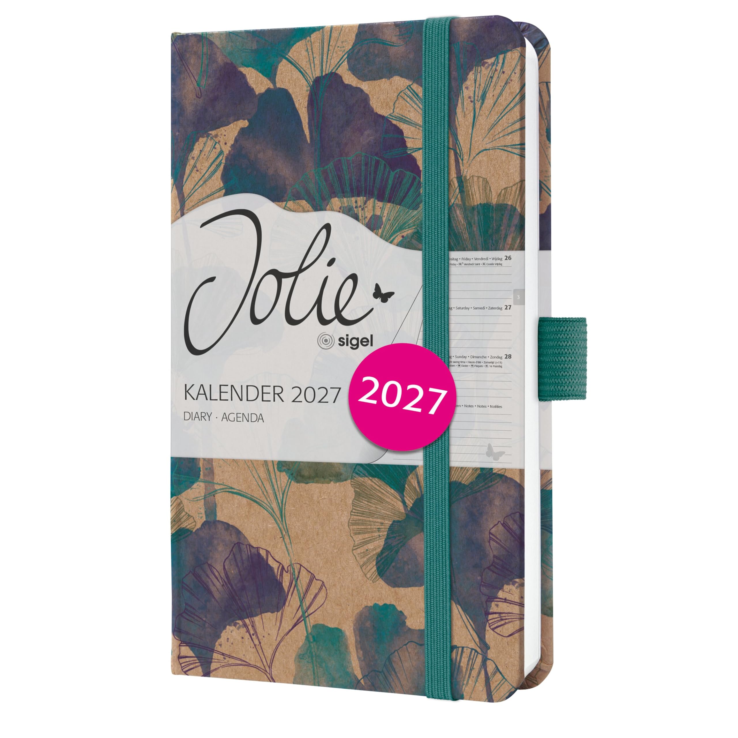 sigel-jolie-wochenkalender-2027-a6-dancing-leaves-hardcover-kraftpapier image 4