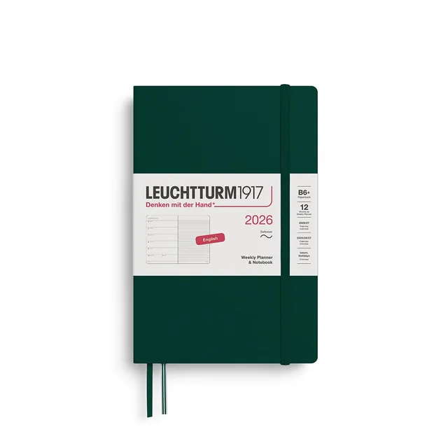 leuchtturm1917-wochenkalender-notizbuch-paperback-b6-2026-forest-green-englisch- image 1