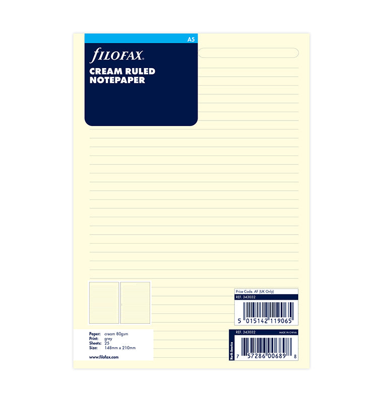 filofax-notizpapier-cream-liniert-a5-20-blatt image 1