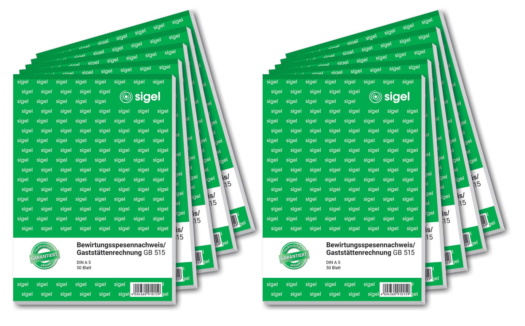 sigel-gb515-10-bewirtungsspesennachweis-a5-zweiseitig-10er-pack-50-blatt image 1