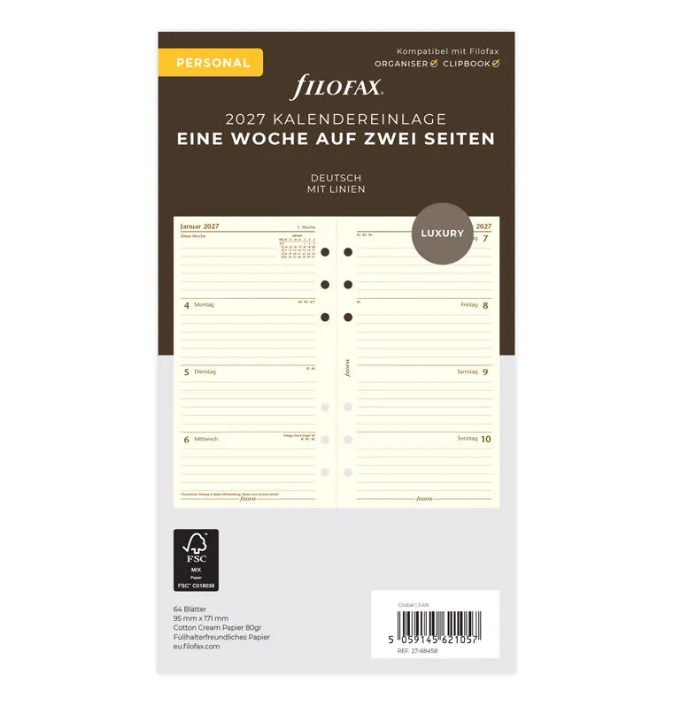 filofax-kalendereinlage-personal-2027-1-woche-2-seiten-deutsch-cotton-cream image 1